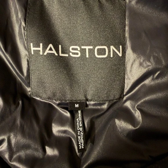 NWT‎ H by HALSTON Black Quilted Puffer Coat Asymmetric Oversized Faux Fur Collar - Picture 11 of 17